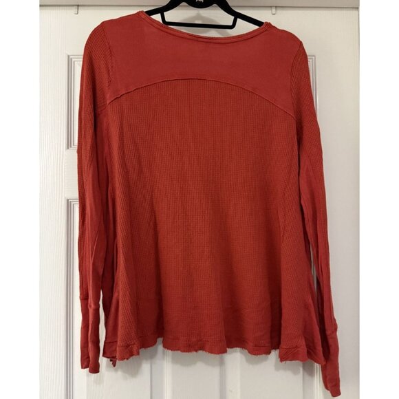 Free People We The Free Catalina Orange Oversized Thermal Long Sleeve Top boho - Picture 8 of 9